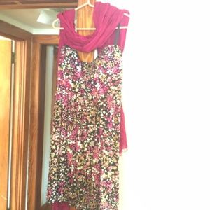 Strapless sun dress with gorgeous shaw/scarf.