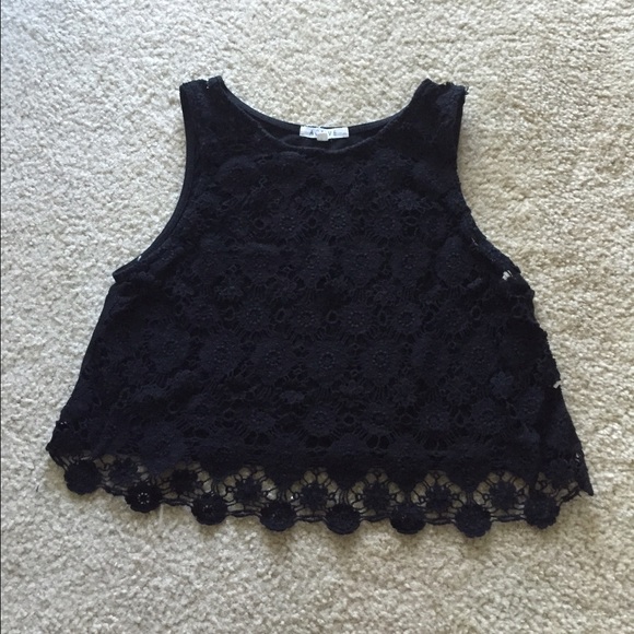 Black lace crop top