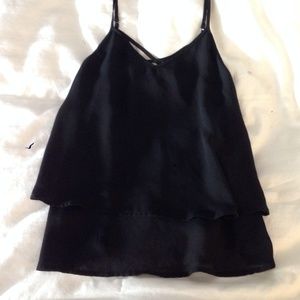 Black crop top with crossed straps in back