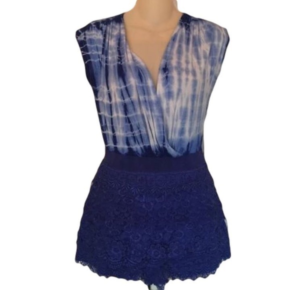 Xtaren Shorts Host Pick Xtaren Tie Dye Lace Shorts Romper Poshmark