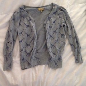 Gray cardigan with blue giraffes