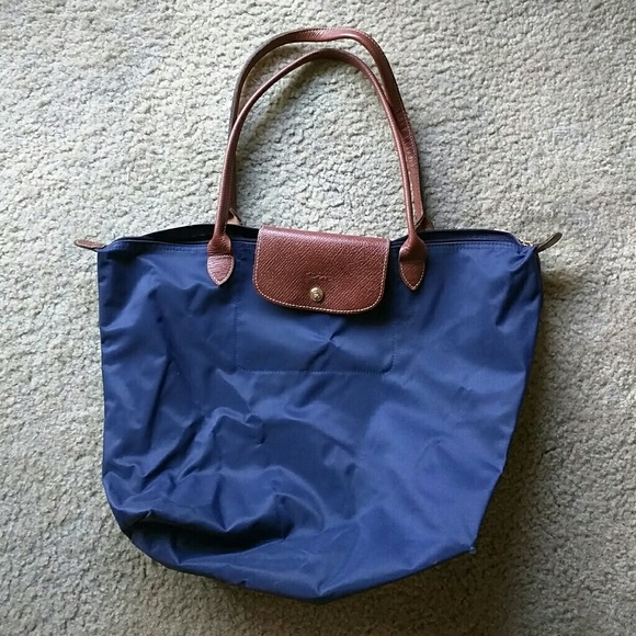 Auth Longchamp "Le Pilage" Bag Navy