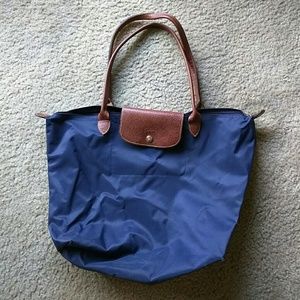 Auth Longchamp "Le Pilage" Bag Navy