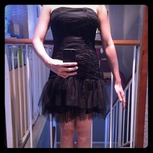 Mesh Tulle Strapless Dress - Black
