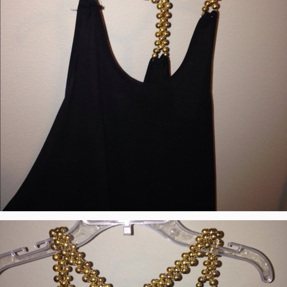 Black shirt with beaded straps