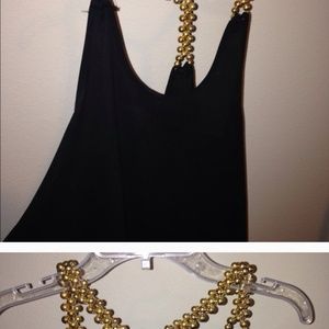 Black shirt with beaded straps