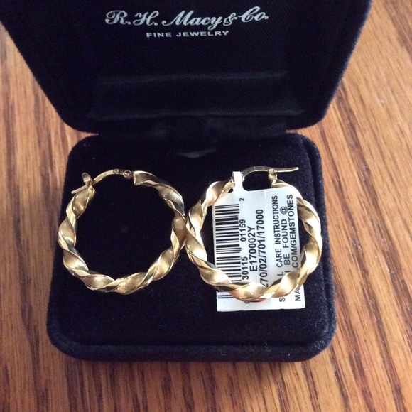 SOLD! Italian Twisted Hoop Earrings - Picture 2 of 4