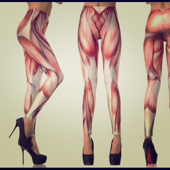 Muscle Print Elastic Waisted Leggings Very Fun 💪