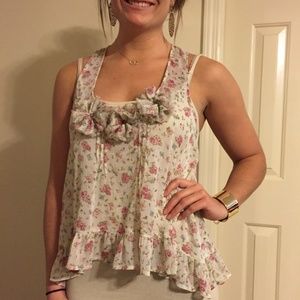 Cream floral tank
