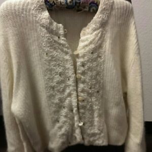 Moth ivory jeweled cardi sweater