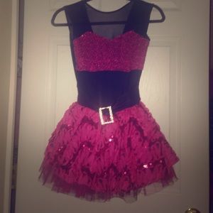 Hot pink and black dance costume