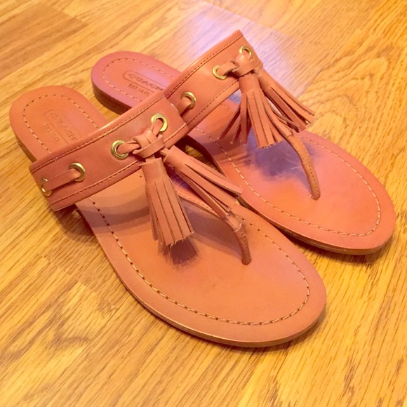 Coach Shoes - Coach Leather Tassel Flip Flops Size 7