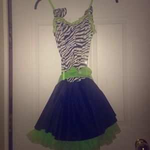 Lime green and zebra dance costume