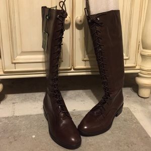 Ralph Lauren wife calf leather brown boots zip up Ralph Lauren wife calf leather brown boots zip up