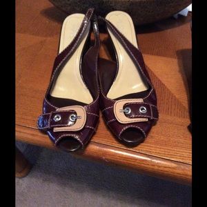 Franco Sarto Low Heel Peep Toe Pumps