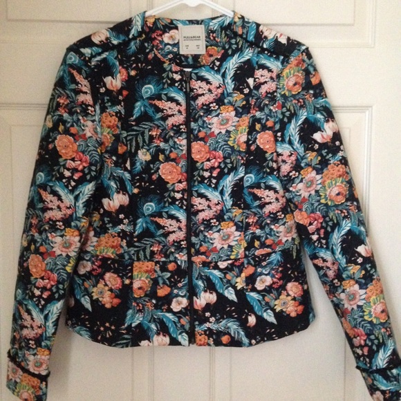 Quilted Floral Bomber Jacket with Peplum Style