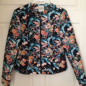 Quilted Floral Bomber Jacket with Peplum Style