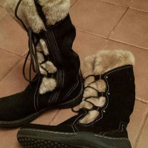 Calf high brown suede and fur