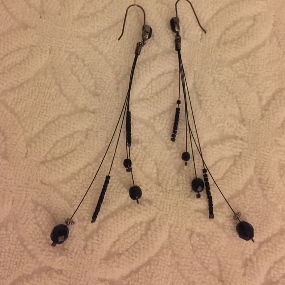 Unique black long earrings