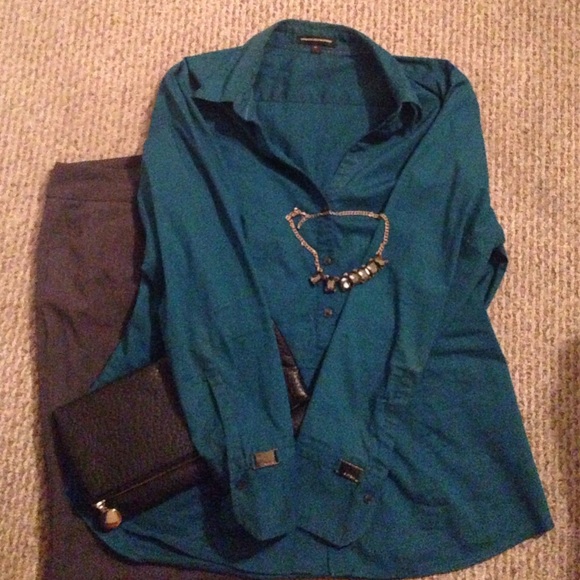 Teal Express Button Up
