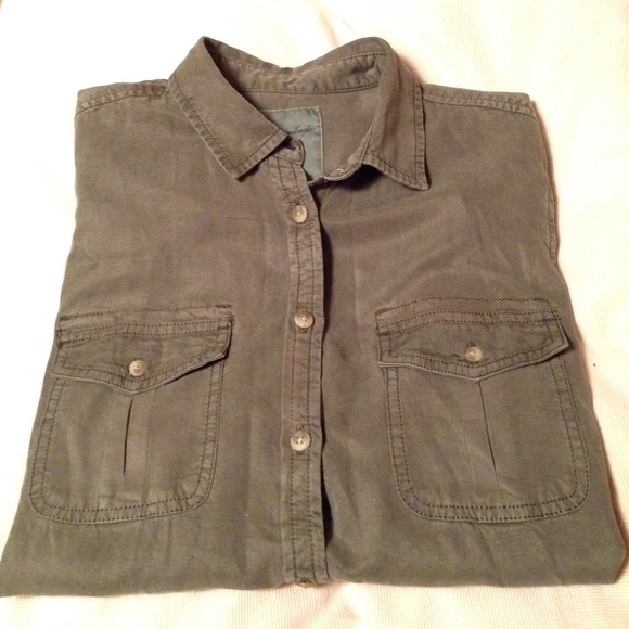 Olive Army Green Button Front Shirt