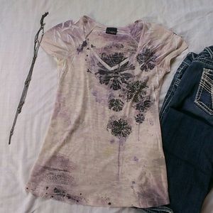 Buckle watercolor top. Rhinestone.