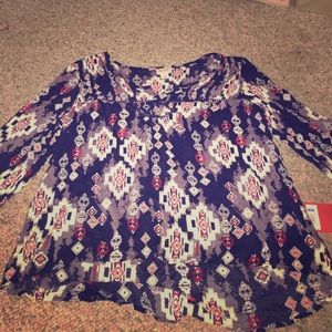Mossimo Aztec Print Peasant Top (With Tag)