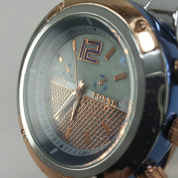 Blue and bronze watch