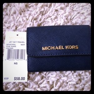 MK JET SET TRAVEL SAFFIANO LEATHER COIN PURSE