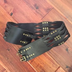 Black leather belt