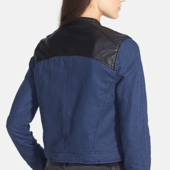 Free People Jackets & Blazers - NWT Free People Linen & Vegan Leather Moto Jackey