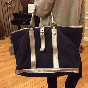 Blue Canvas and Metallic Ralph Lauren Tote