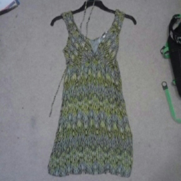 Black, Yellow, and White Dress with Elastic Waist