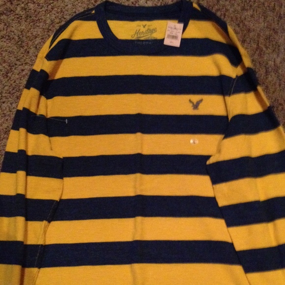 NWT Men's AE blue and yellow thermal material