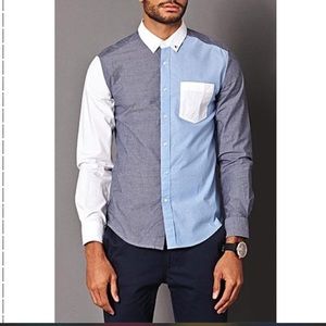 Forever 21- 21 Men Colorblocked Chambray Shirt