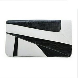 Black and White Color Block Clutch