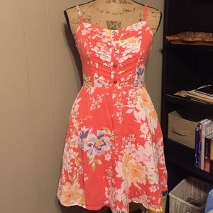 Coral flower pattern dress