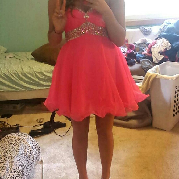 Neon pink homecoming dress