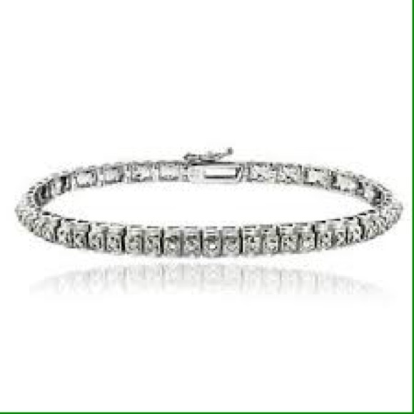 1/2 CT Silvertone diamond studded tennis bracelet