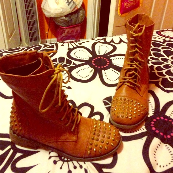 Brown stud boots