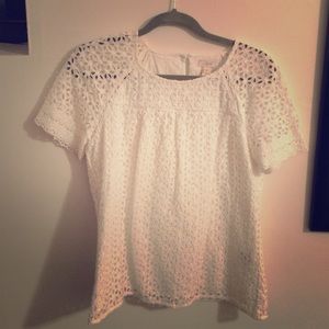 J-Crew White Short Sleeve Blouse