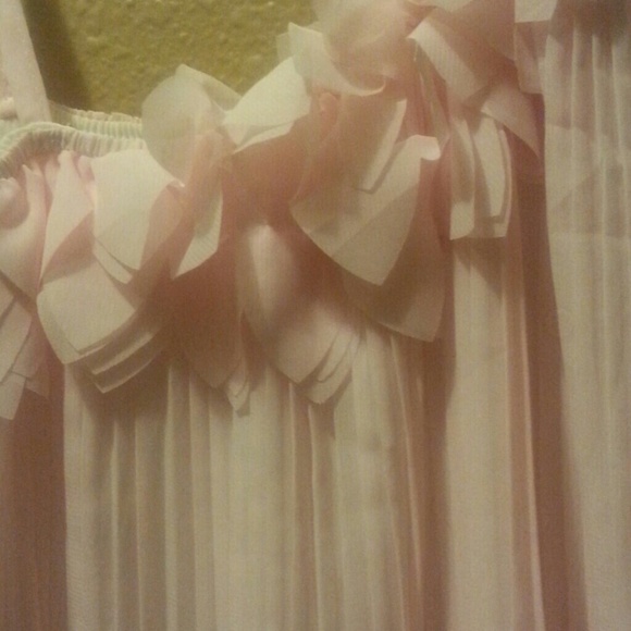 -Sold- Pink Tiered Sheer Chiffon Short Dress - Picture 2 of 4