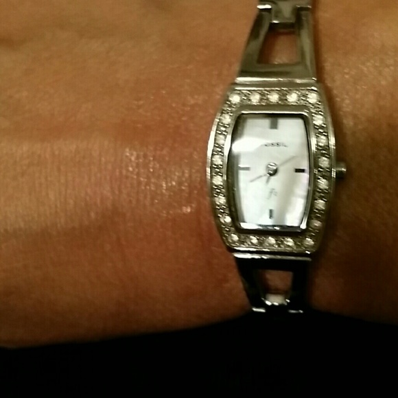 Fossil Dazzling Crystal Mother of Pearl Watch