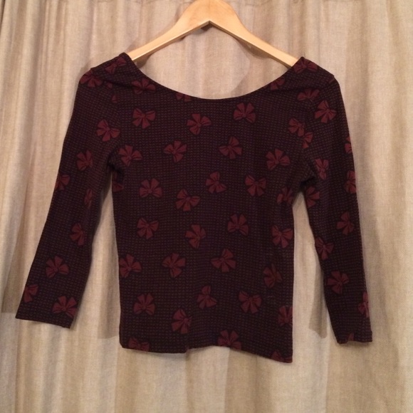 Holiday Red bow tight crop top