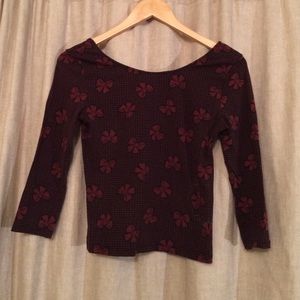 Holiday Red bow tight crop top