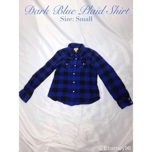 🎵Plaid Long Sleeve Dark Blue Flannel🎵