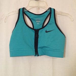 Nike Dri-Fit Small Teal Zip Up Sports Bra
