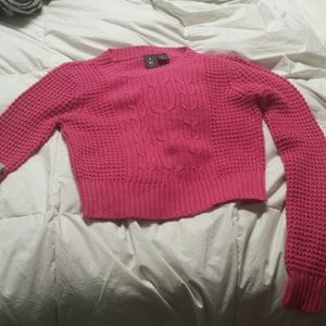 Medium crop sweater pink and silver sparkles