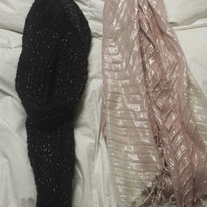 Black +silver. Gold +pink scarves.