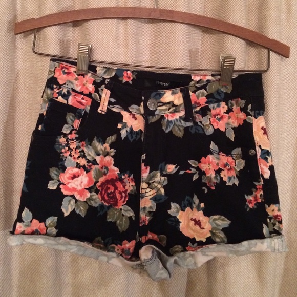 High waisted floral shorts